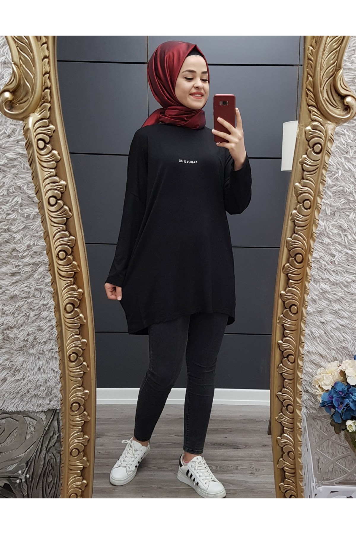 Nakışlı tunik  -Gül Kurusu