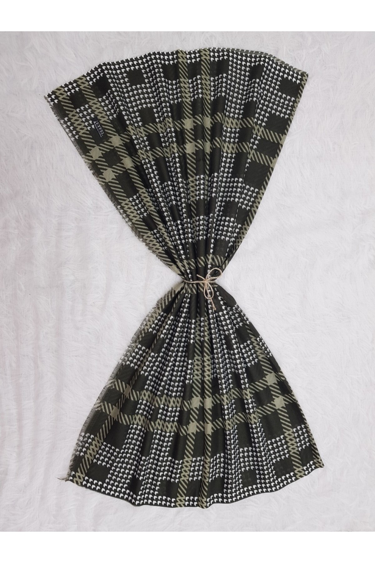 Square Pattern Shawl -Khaki