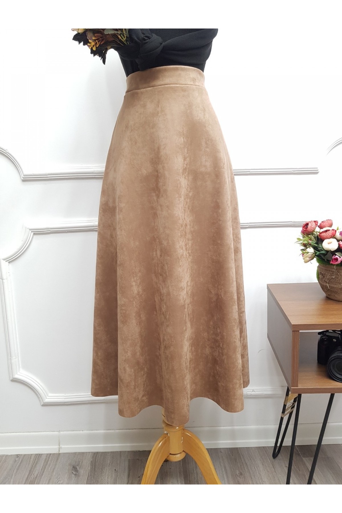 Süet Mevlana Etek -Mink color
