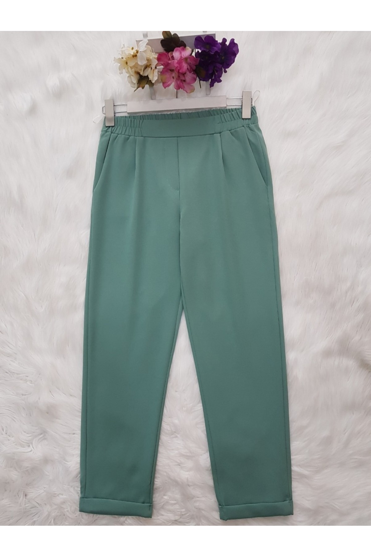 Beli Lastikli Pantolon       -Mint