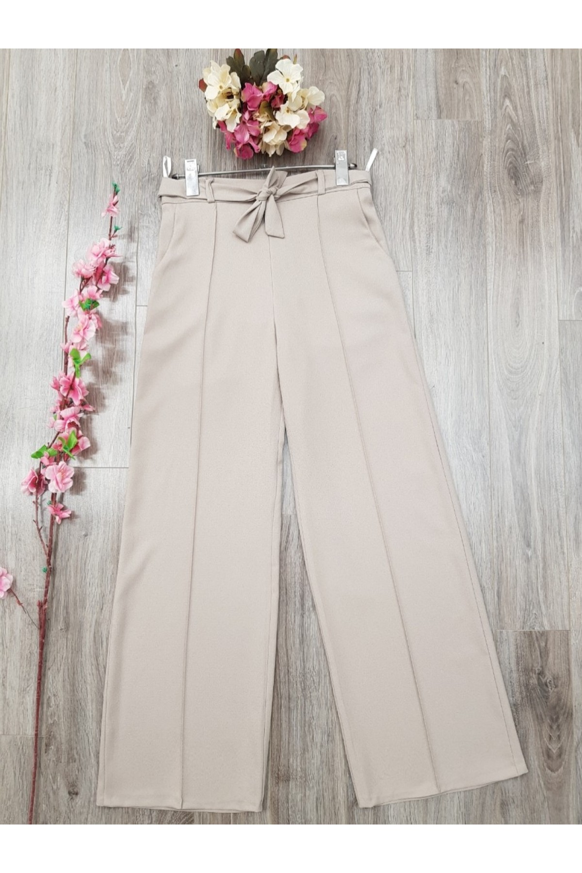 Belden Bağlamalı Lastikli Pantalon      -حجر