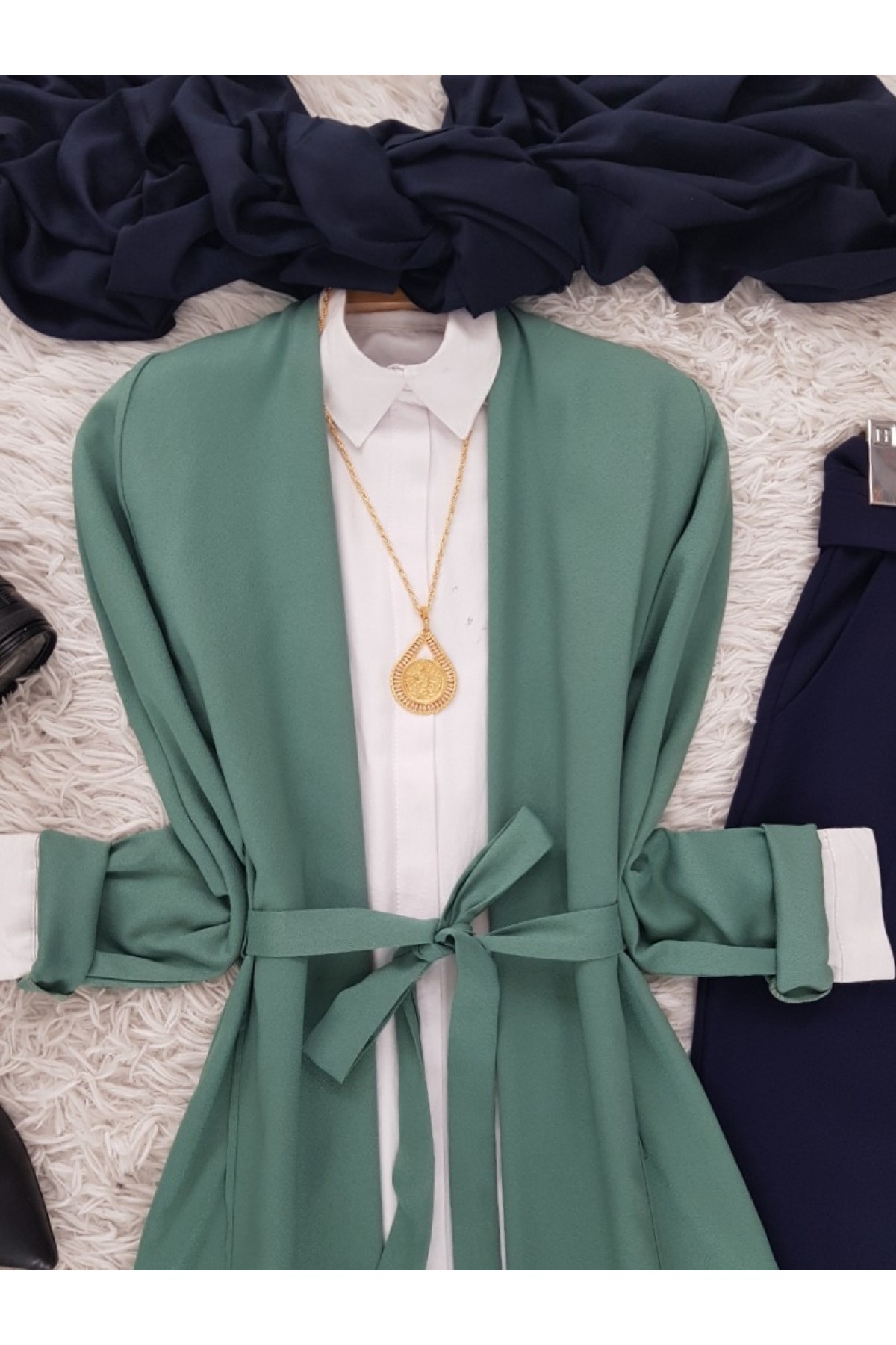 Belden Bağlamalı Kap   -Mint Color