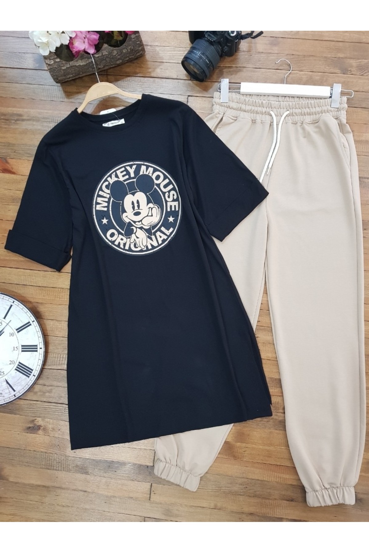Mickey Mouse Printed Tunic -أسود
