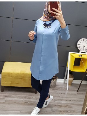 Düz Tunik Gömlek -İndigo