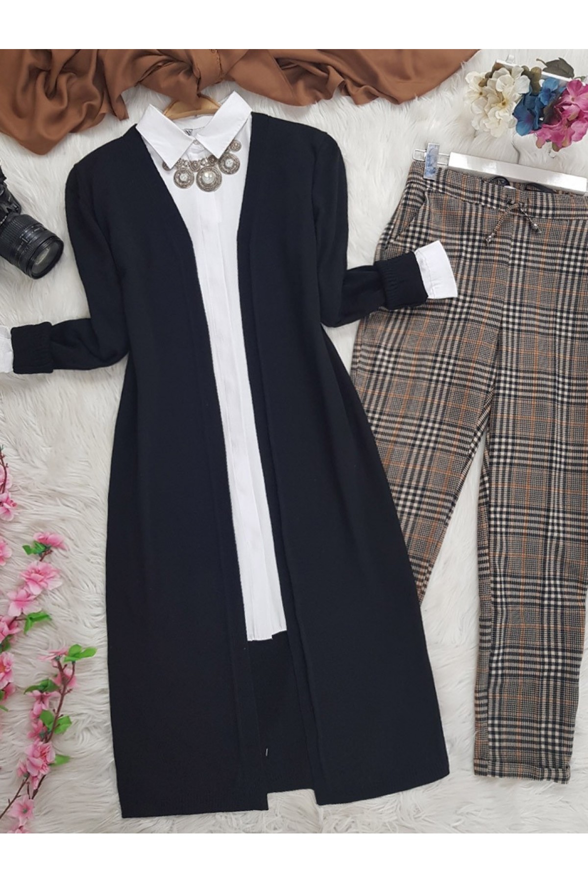  Long Knitwear Cardigan-Black