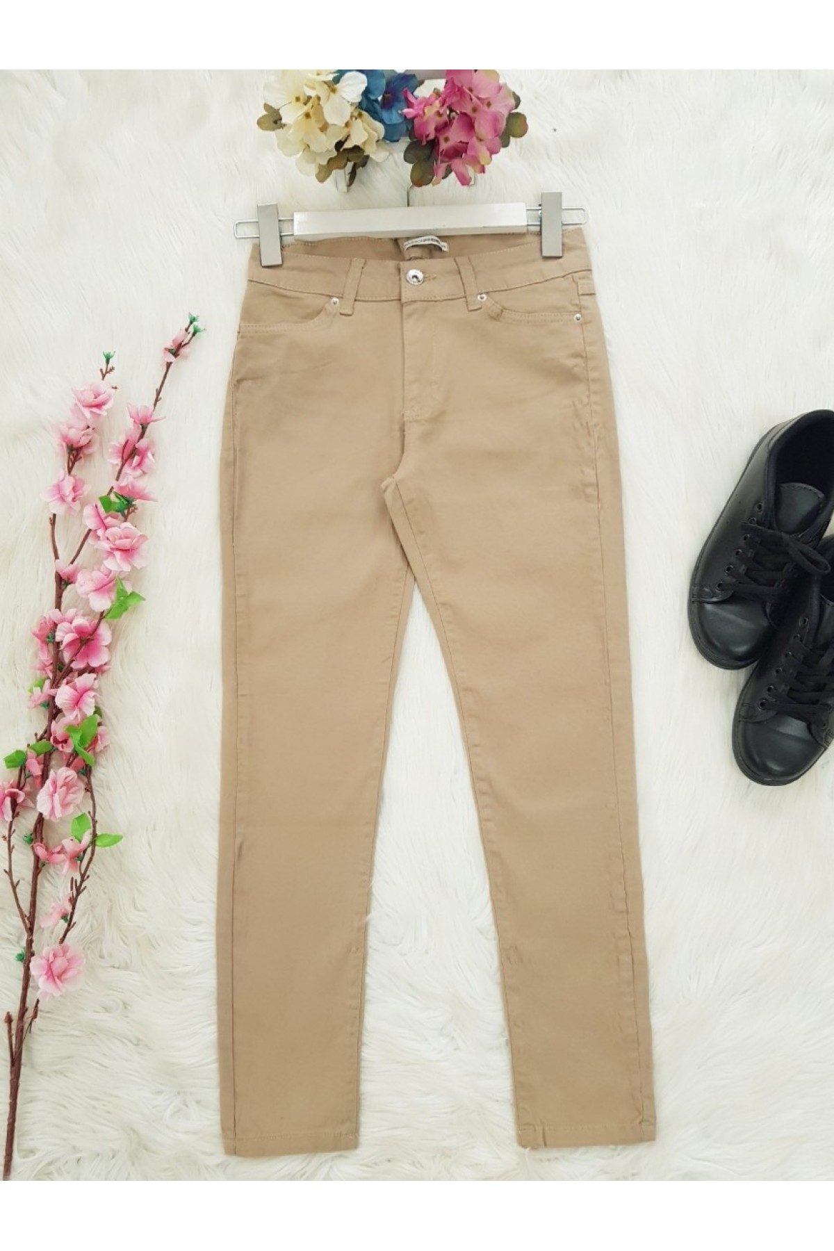 Gabardin Pantolon -Vizon